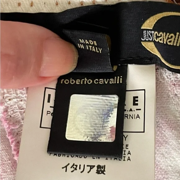 ROBERTO CAVALLI Vintage Orchid Jeweled Sea Life Gored Sexy Denim Skirt U… - Picture 10 of 15